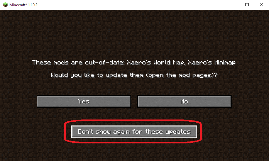 update screen for Xaero's mod